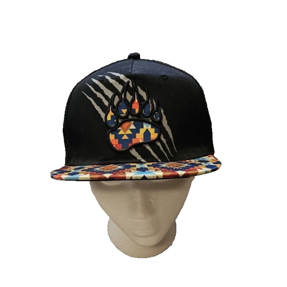 Bear Paw Snapback One Size Adjustable Hat Multicolor Embroidered Aztec Print - Picture 2 of 6